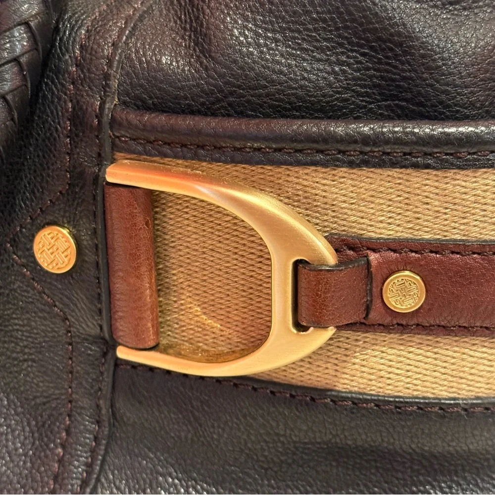 Cole Haan Small Denney Bag Black Chestnut Spectator Saddle Unit Style B21826